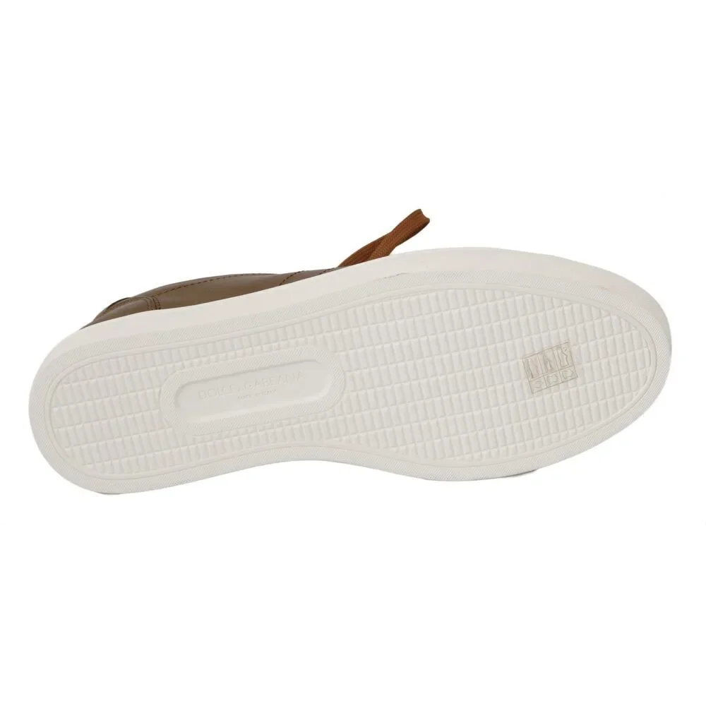 Dolce & Gabbana Golden Metallic Leather Sneakers - Picture 4 of 9